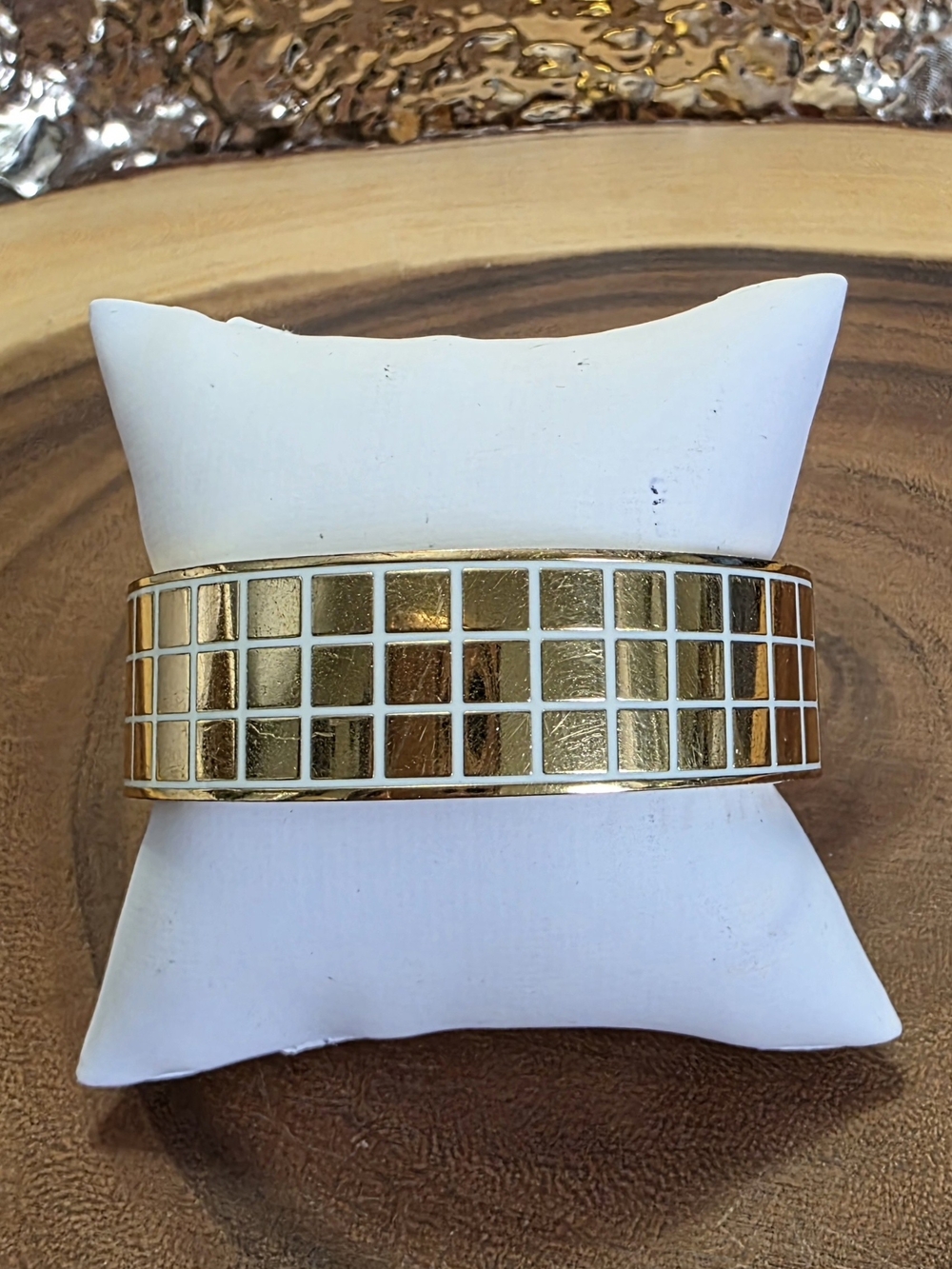 Gold Mosaic Tile Cuff Bracelet